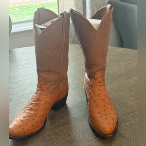 Tony Lama Brown Ostrich Toe Western Boots
